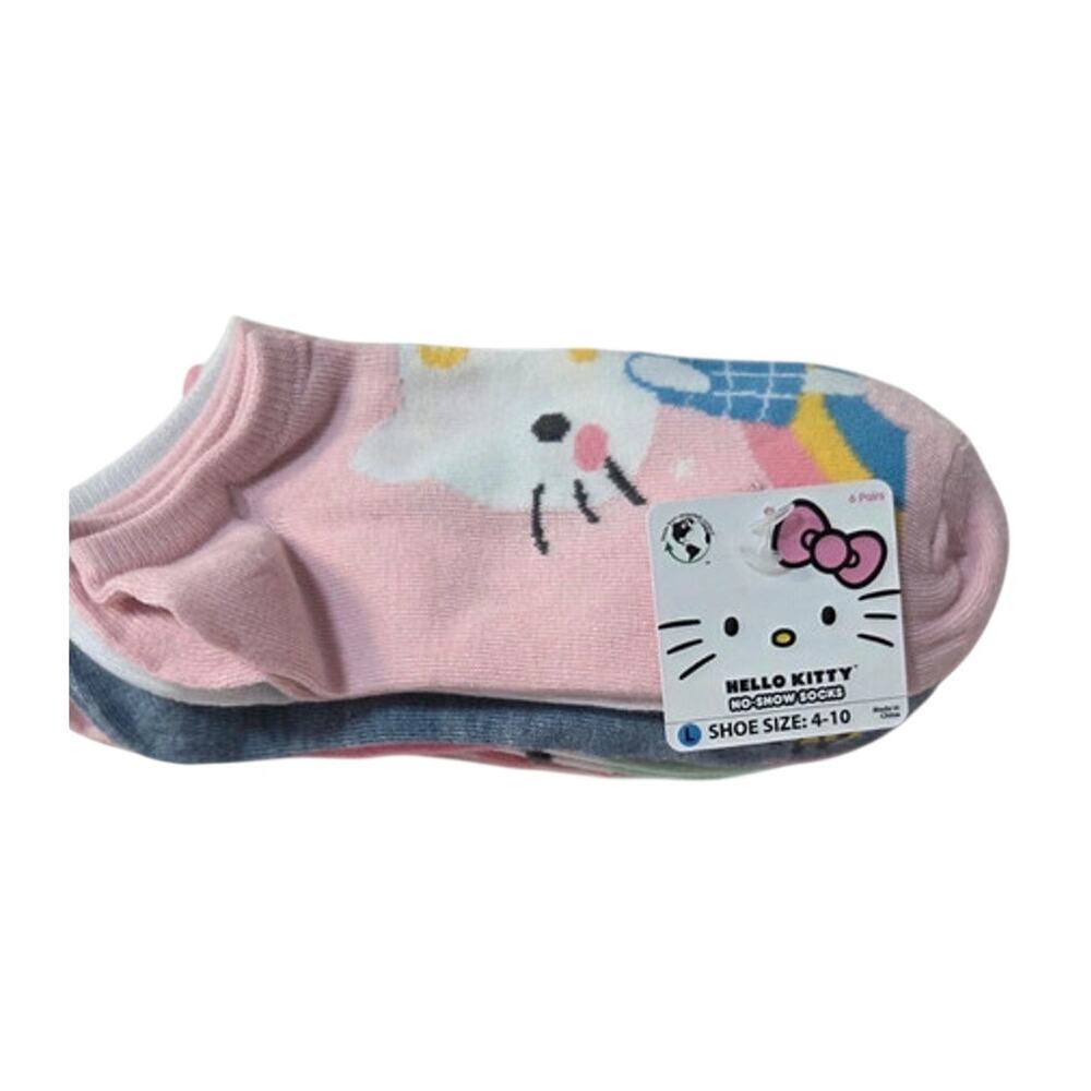 Hello Kitty No Show Socks 6 Pair Set Sanrio Womens Size 4-10 Cute NWT
